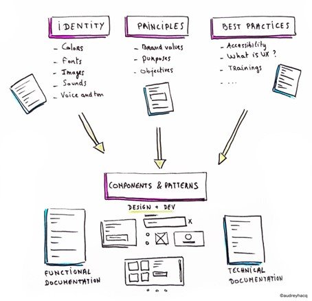 A design system showcasing consistent use of elements across different pages or screens.